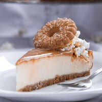 A piece of Caramel popcorn cheesecake